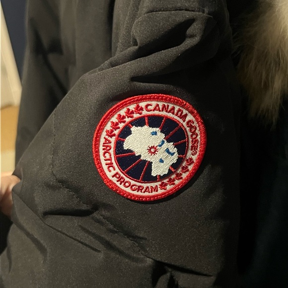 Canada Goose Black Long Down Puffer Coat with Fur-Trim Hood - Picture 4 of 8